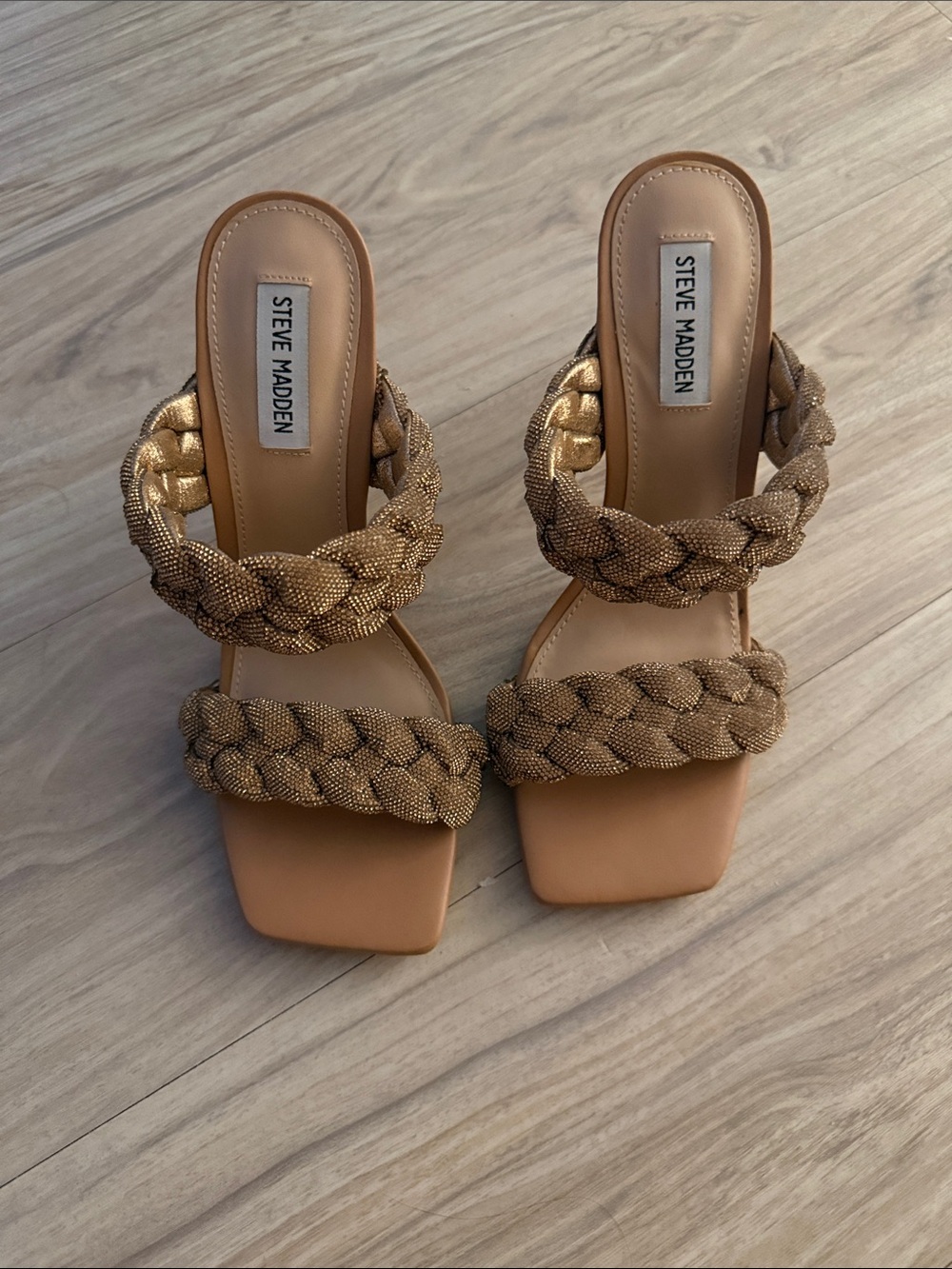 Steve Madden Double-Strap heels in Gold-Tan (size 9), never worn